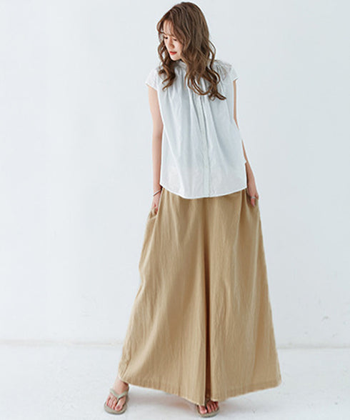 リラックスワイドパンツ キュロットパンツ レディース ハイウエスト フレアパンツ ゆったり 涼しげパンツ ナチュラル カジュアルスカンツ ポケット付きスカーチョ夏 2RIRI-011
