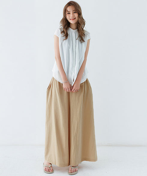 リラックスワイドパンツ キュロットパンツ レディース ハイウエスト フレアパンツ ゆったり 涼しげパンツ ナチュラル カジュアルスカンツ ポケット付きスカーチョ夏 2RIRI-011