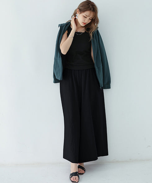 リラックスワイドパンツ キュロットパンツ レディース ハイウエスト フレアパンツ ゆったり 涼しげパンツ ナチュラル カジュアルスカンツ ポケット付きスカーチョ夏 2RIRI-011