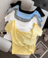 背中開きカップ付き半袖Tシャツクロップド へそ出し 細身Tシャツ デコルテ見せ トレンド背中クロスデザインカットソー ギャル系肌見せ夏服韓国風 美胸ブラトップ快適 2RUYAN-001