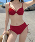 ラインホールドビキニ水着セット セクシー 美胸スイムウェア ワイヤー入り 胸ラインビキニ サイドレースアップショーツ 上下2点セット 着やせ 盛れる水着 大人女子 2SHENGYU-001
