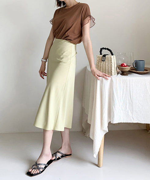 袖シアーTシャツチュール切替えカットソー クルーネックt 大人可愛い夏服 着回し フリル袖トップス ゆったり 半袖カットソー レディース おしゃれプルオーバー無地 2SHENSHI-001