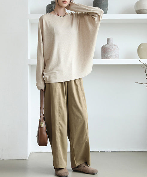 ドルマンスリーブロンTゆったりカットソー レディース オーバーサイズロングTシャツ 落ち感秋服 大人可愛いプルオーバー クルーネックトップス長袖 抜け感体型カバー 2SHENSHI-002