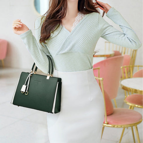 トートバッグ レディースショルダーバッグ バイカラー 3way 斜めがけバッグ 大容量 ハンドバッグ 大人女子 PUレザーかばん オフィスカジュアル 肩掛けかばん 2SSHU-002