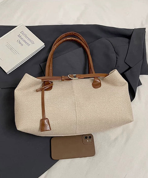 キャンバストートバッグ横長ベルトデザイン A4肩掛けカバン レディース大容量 大人可愛い通勤バッグ オフィスカジュアル ハンドバッグ おしゃれ スクエアバッグ横型 2TIAN-023