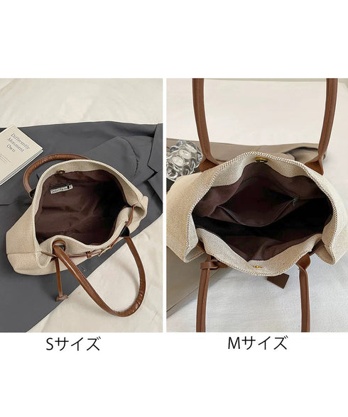 キャンバストートバッグ横長ベルトデザイン A4肩掛けカバン レディース大容量 大人可愛い通勤バッグ オフィスカジュアル ハンドバッグ おしゃれ スクエアバッグ横型 2TIAN-023