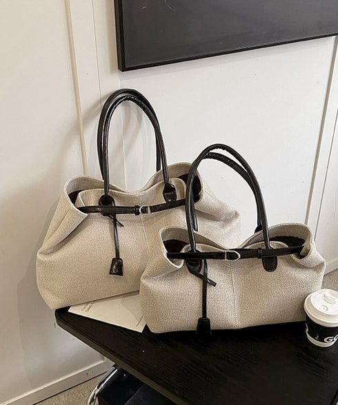 キャンバストートバッグ横長ベルトデザイン A4肩掛けカバン レディース大容量 大人可愛い通勤バッグ オフィスカジュアル ハンドバッグ おしゃれ スクエアバッグ横型 2TIAN-023