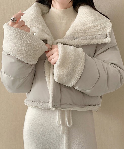 ボアブルゾン リバーシブル中綿ジャケット クロップド エコダウンジャケット ショート丈中綿コートレディース ふわふわ ボアアウター暖かい 韓国風 防寒冬服ゆったり 2TNIAO-002