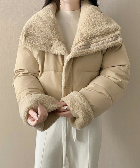 ボアブルゾン リバーシブル中綿ジャケット クロップド エコダウンジャケット ショート丈中綿コートレディース ふわふわ ボアアウター暖かい 韓国風 防寒冬服ゆったり 2TNIAO-002