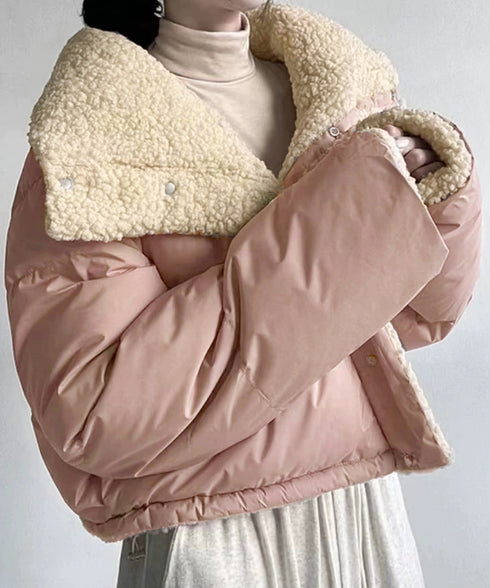 ボアブルゾン リバーシブル中綿ジャケット クロップド エコダウンジャケット ショート丈中綿コートレディース ふわふわ ボアアウター暖かい 韓国風 防寒冬服ゆったり 2TNIAO-002