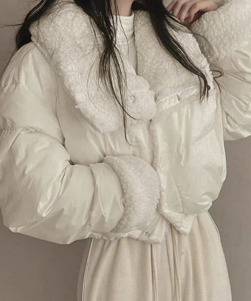 ボアブルゾン リバーシブル中綿ジャケット クロップド エコダウンジャケット ショート丈中綿コートレディース ふわふわ ボアアウター暖かい 韓国風 防寒冬服ゆったり 2TNIAO-002