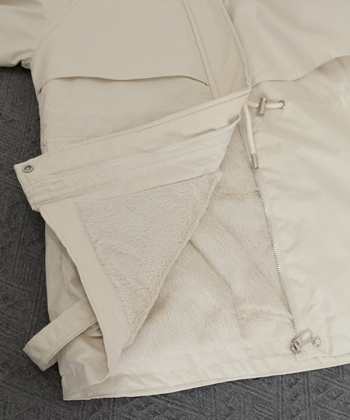 ファーフード付きモッズコートレディース冬 ウエストマーク中綿入りショートコート ボリュームファー襟 韓国風モッズジャケット大人カジュアルアウター冬用 寒さ対策保温 2TNIAO-004