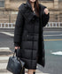 フード付き フェイクダウンコードロング丈 韓国風中綿ロングコード レディース 厚手防寒アウター 大人カジュアル キルティングコートウエストマーク 冬アウター立ち襟 2TNIAO-005