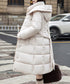 フード付き フェイクダウンコードロング丈 韓国風中綿ロングコード レディース 厚手防寒アウター 大人カジュアル キルティングコートウエストマーク 冬アウター立ち襟 2TNIAO-005
