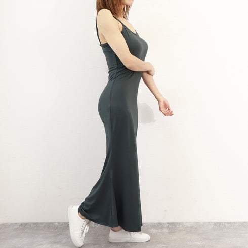 キャミワンピースロング丈ボディコンワンピ ハイウエスト セクシー ワンピース レディース ノースリーブ タイトワンピ春夏 着やせストレッチインナーワンピース 無地 2XIAOBEI-001