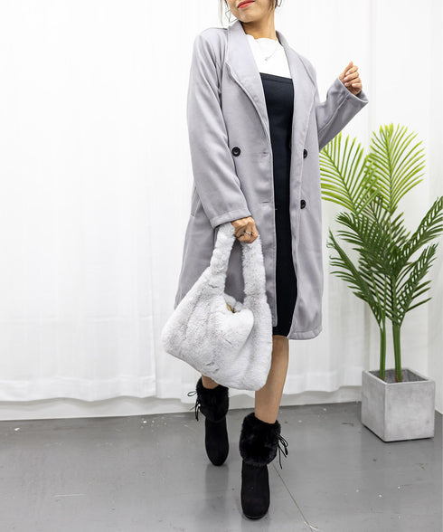 コート チェスターコート レディース韓国 微起毛膝丈コート 春秋冬 ベーシックテーラードコート 体型カバー着やせ ミディアムコート きちんと服 30代40代 ゆる 2XJGANG-001