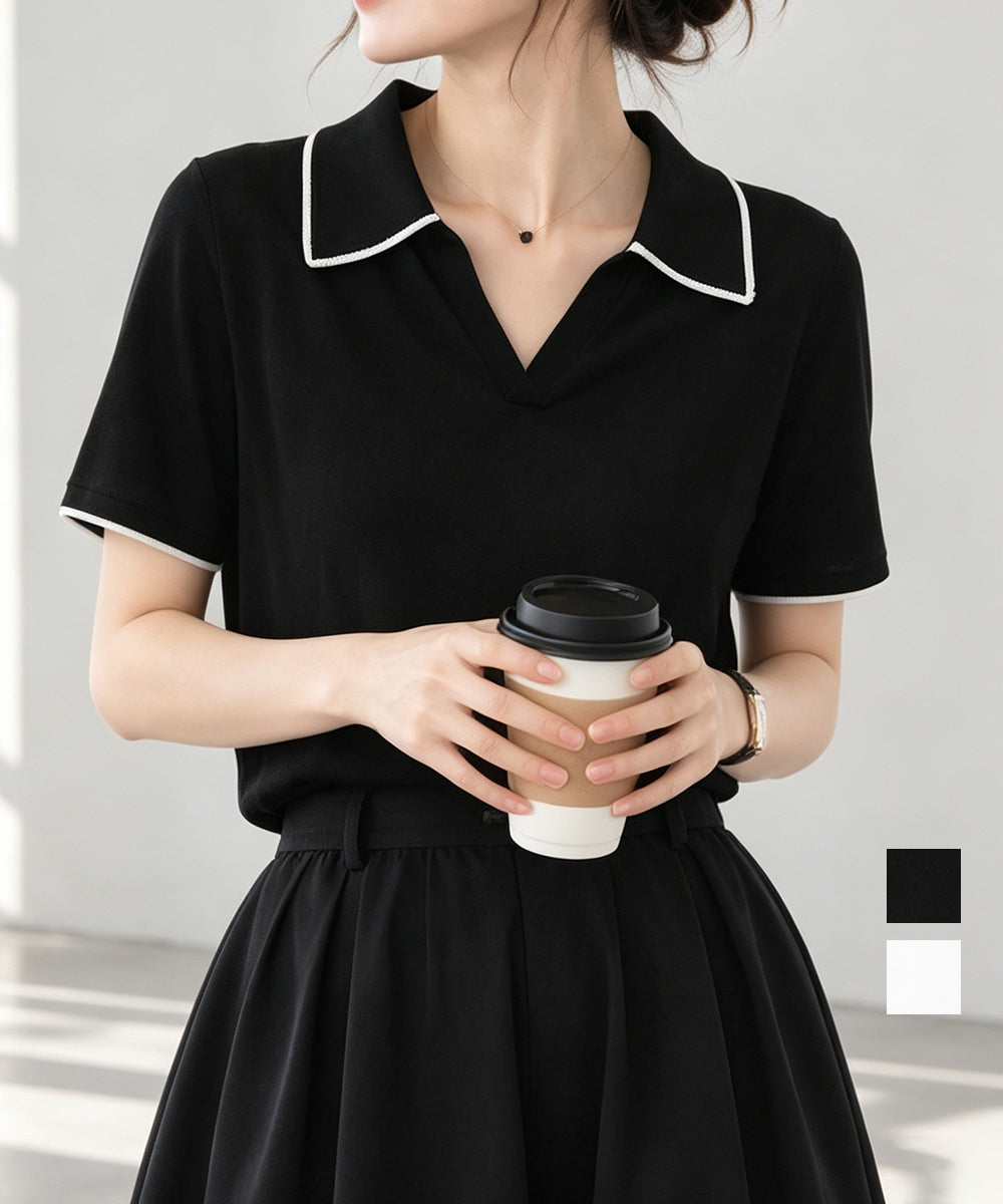 半袖 ポロシャツ レディース ニット夏服 詳細画像1