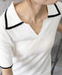 半袖 ポロシャツ レディース ニット夏服 ポロ襟トップス 上品ニットTシャツ シンプル 冷感タッチ サマーニット オフィスカジュアル服 着回し Vネックニットソー 2XUAN-006