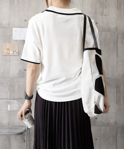 半袖 ポロシャツ レディース ニット夏服 ポロ襟トップス 上品ニットTシャツ シンプル 冷感タッチ サマーニット オフィスカジュアル服 着回し Vネックニットソー 2XUAN-006