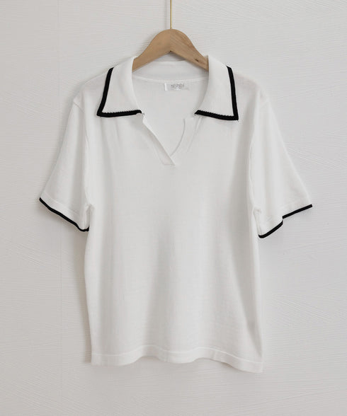半袖 ポロシャツ レディース ニット夏服 ポロ襟トップス 上品ニットTシャツ シンプル 冷感タッチ サマーニット オフィスカジュアル服 着回し Vネックニットソー 2XUAN-006