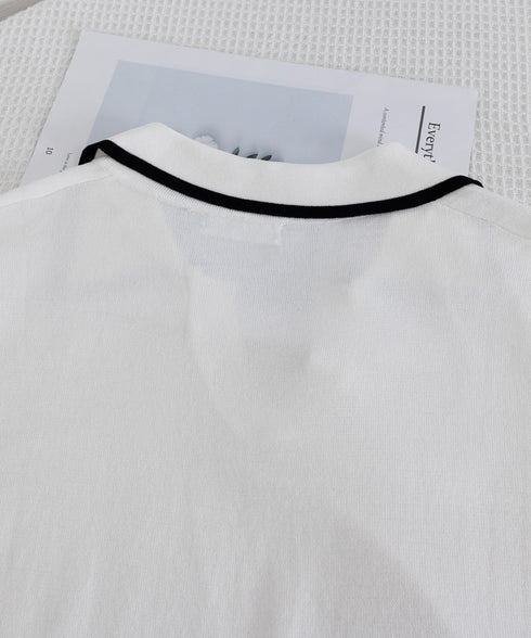 半袖 ポロシャツ レディース ニット夏服 ポロ襟トップス 上品ニットTシャツ シンプル 冷感タッチ サマーニット オフィスカジュアル服 着回し Vネックニットソー 2XUAN-006