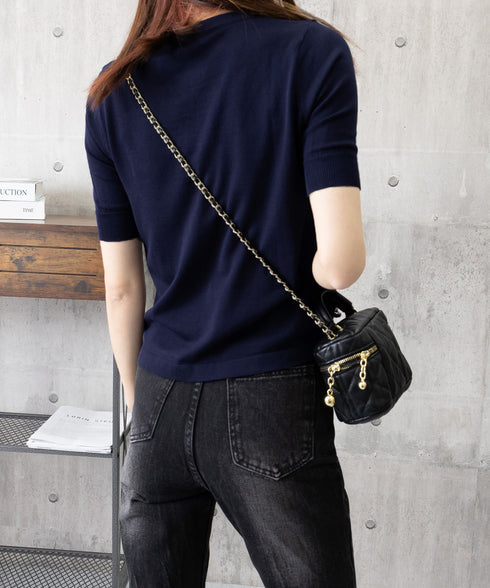 ニットトップス 半袖Vネックサマーニット ニットカットソー レディース 無地ハーフボタン 柔らかいプルオーバー 五分袖 通勤服 夏ニット ベーシック 着回し力抜群 2XUAN-007