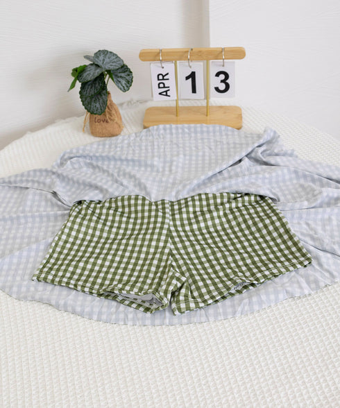 ギンガムチェック水着 レディースタンキニ フリルトップス ハイウエストスカート 体型カバー水着セット 大人可愛い チェック柄セパレート水着 露出控えめ水着ガーリー 2YANLIAO-001