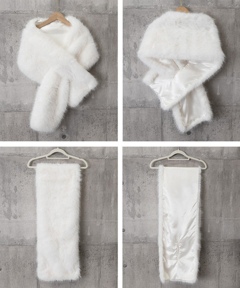 ふわふわファーショール 大判肩掛けケープ 厚手ファーストールレディース秋冬 ウェディングファーボレロ花嫁 パーティーストールショールきれいめ 暖かい肩掛け防風防寒 2YIDX-001