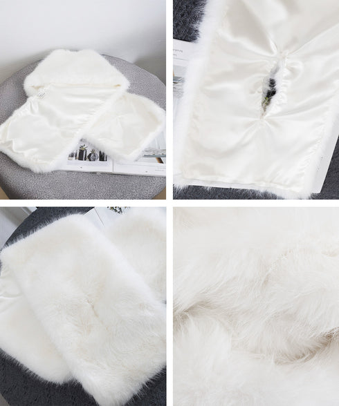 ふわふわファーショール 大判肩掛けケープ 厚手ファーストールレディース秋冬 ウェディングファーボレロ花嫁 パーティーストールショールきれいめ 暖かい肩掛け防風防寒 2YIDX-001