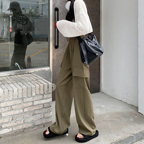 カーゴパンツ レディース ベイカーパンツ おしゃれ レトロ ドレープパンツ 女性 セミワイドパンツ ミリタリーパンツ ウエストゴム ストレートパンツ 着やせ春夏秋 2YIGULI-012