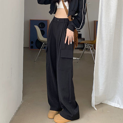 カーゴパンツ レディース ベイカーパンツ おしゃれ レトロ ドレープパンツ 女性 セミワイドパンツ ミリタリーパンツ ウエストゴム ストレートパンツ 着やせ春夏秋 2YIGULI-012