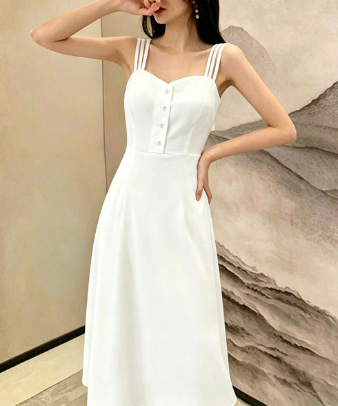 韓国風 キャミワンピース レディース 夏 セクシーワンピース ハイウエストワンピース 細見え aライン 膝丈ワンピース きれいめノースリーブ ワンピース黒 着やせ 2YIGULI-013
