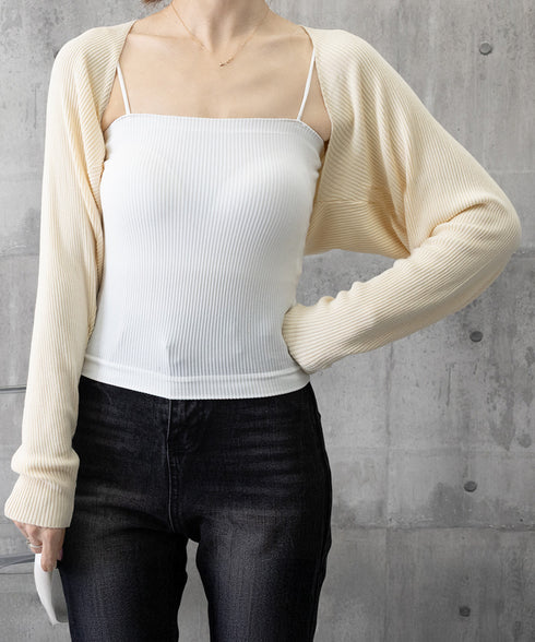 サマーカーディガン長袖ショート丈 ボレロ レディース クロップド丈 リブニットカーディガン 冷感タッチ 夏トップス 紫外線対策 サマーニット カジュアル おしゃれ 2YIGULI-017