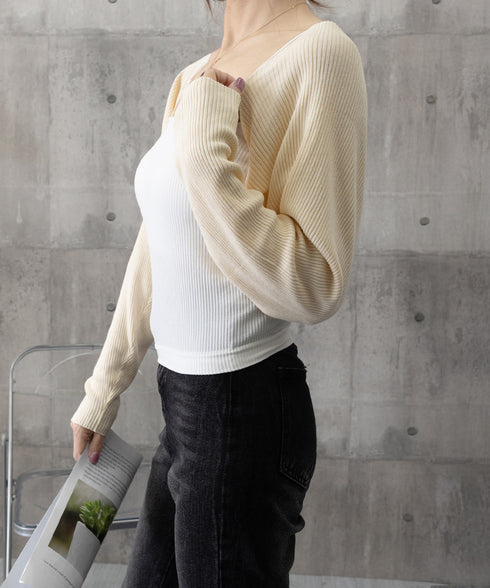 サマーカーディガン長袖ショート丈 ボレロ レディース クロップド丈 リブニットカーディガン 冷感タッチ 夏トップス 紫外線対策 サマーニット カジュアル おしゃれ 2YIGULI-017