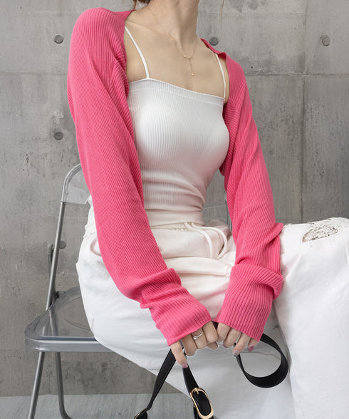 サマーカーディガン長袖ショート丈 ボレロ レディース クロップド丈 リブニットカーディガン 冷感タッチ 夏トップス 紫外線対策 サマーニット カジュアル おしゃれ 2YIGULI-017