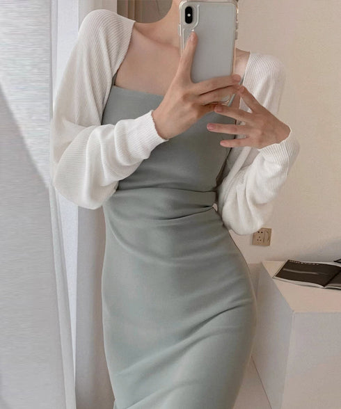 サマーカーディガン長袖ショート丈 ボレロ レディース クロップド丈 リブニットカーディガン 冷感タッチ 夏トップス 紫外線対策 サマーニット カジュアル おしゃれ 2YIGULI-017