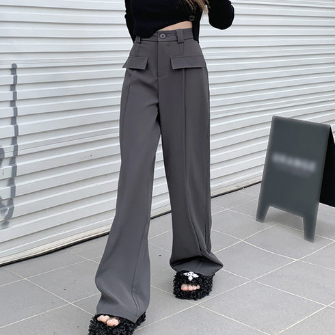 ワイドパンツ ハイウエストスラックス脚長 レディース セミワイドパンツ 体型カバー ストレートパンツ 韓国 おしゃれ 美脚ロングパンツ 着やせ オフィスカジュアル 2YIGULI-021
