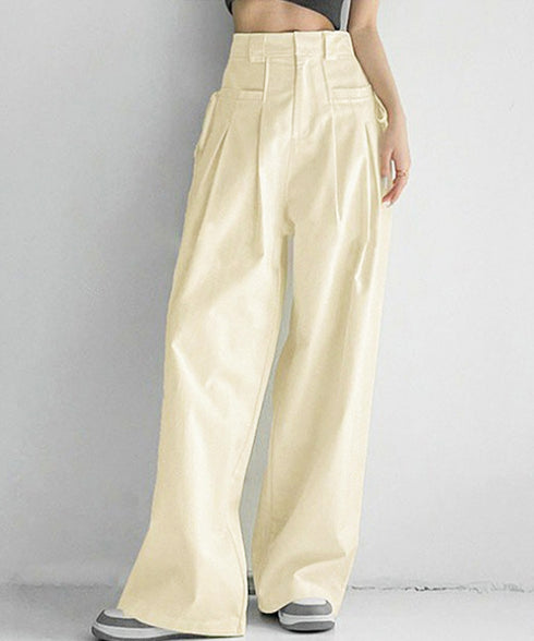 ワイドパンツレディースハイウエスト韓国風 イージーパンツ 体型カバー おしゃれロングパンツ ストリート ゆったり カジュアル ボトムス タック入り スラックス無地 2YIGULI-022