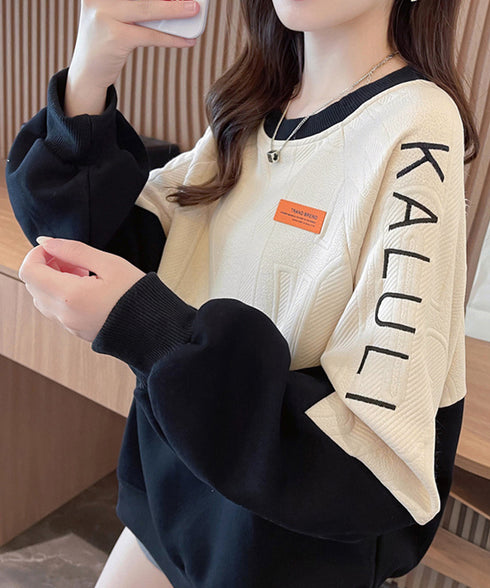 エンボスロゴスウェット春秋長袖トレーナー クルーネック 大人可愛い スウェットシャツ レディース アメカジ ゆったりプルオーバー カジュアルトップス 体型カバー服 2YIGULI-035