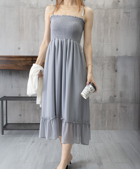 キャミワンピース カーディガン2点セット レディース フレアロングワンピ シアーカーディガン セットアップ 韓国風春夏服シャーリングワンピ 大人可愛い羽織り透け感 2YIGULI-037