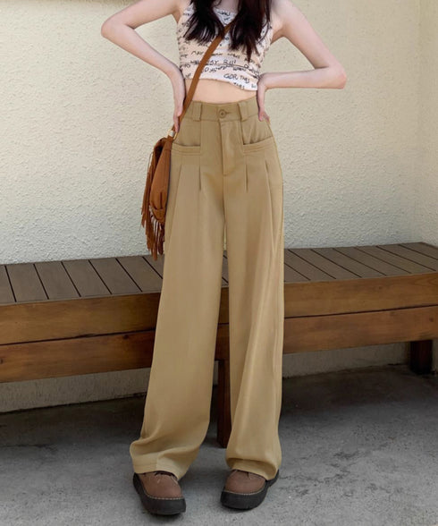 ワイドスラックスハイウエストタックパンツ きれいめ美脚脚長スラックスレディース 細見えロングパンツ 落ち感ワイドパンツ 無地イージーパンツ 通勤オフィスカジュアル 2YIGULI-039