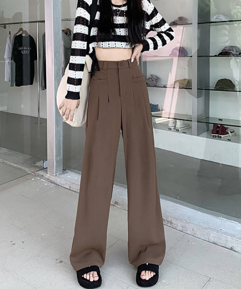 ワイドスラックスハイウエストタックパンツ きれいめ美脚脚長スラックスレディース 細見えロングパンツ 落ち感ワイドパンツ 無地イージーパンツ 通勤オフィスカジュアル 2YIGULI-039