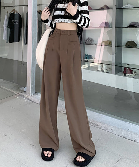 ワイドスラックスハイウエストタックパンツ きれいめ美脚脚長スラックスレディース 細見えロングパンツ 落ち感ワイドパンツ 無地イージーパンツ 通勤オフィスカジュアル 2YIGULI-039