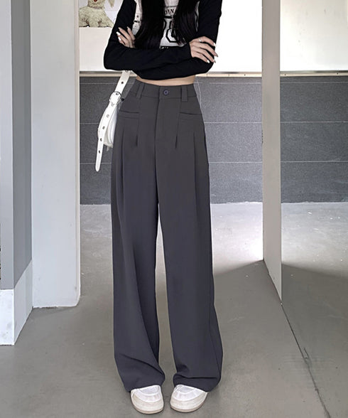 ワイドスラックスハイウエストタックパンツ きれいめ美脚脚長スラックスレディース 細見えロングパンツ 落ち感ワイドパンツ 無地イージーパンツ 通勤オフィスカジュアル 2YIGULI-039