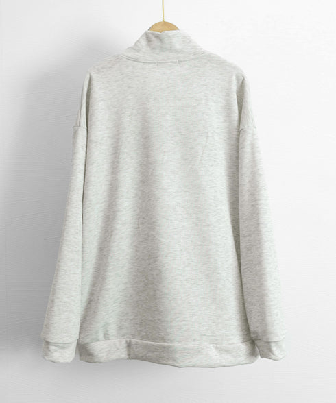 ロゴスウェットシャツ ポロカラー春秋薄手 ハーフジップ BF風トレーナー ゆったり オルチャン 長袖プルオーバー ビッグシルエット レディース カジュアルトップス 2YIKE-002