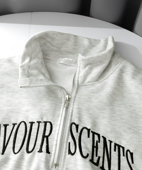 ロゴスウェットシャツ ポロカラー春秋薄手 ハーフジップ BF風トレーナー ゆったり オルチャン 長袖プルオーバー ビッグシルエット レディース カジュアルトップス 2YIKE-002