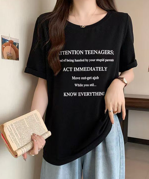 ロゴtシャツ 半袖 サマートップス韓国風 英字ロゴカットソー ラウンドネック 着やせプルオーバー おしゃれカットソー 体型カバートップス 大人カジュアル Tシャツ 2YIKE-003
