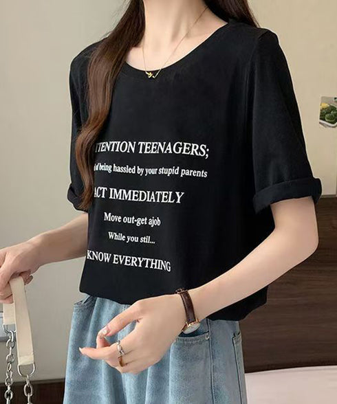 ロゴtシャツ 半袖 サマートップス韓国風 英字ロゴカットソー ラウンドネック 着やせプルオーバー おしゃれカットソー 体型カバートップス 大人カジュアル Tシャツ 2YIKE-003