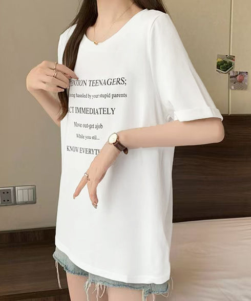 ロゴtシャツ 半袖 サマートップス韓国風 英字ロゴカットソー ラウンドネック 着やせプルオーバー おしゃれカットソー 体型カバートップス 大人カジュアル Tシャツ 2YIKE-003