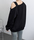 ワンショルダースウェットレディース韓国風 トレーナー レディース カジュアル 長袖プルオーバー 着やせトップス 体型カバー 肩出しロングtシャツ アンシンメトリー 2YIKE-004